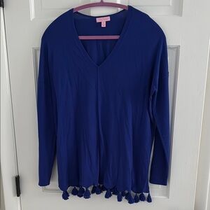Lilly Pulitzer Blue Tassel Sweater